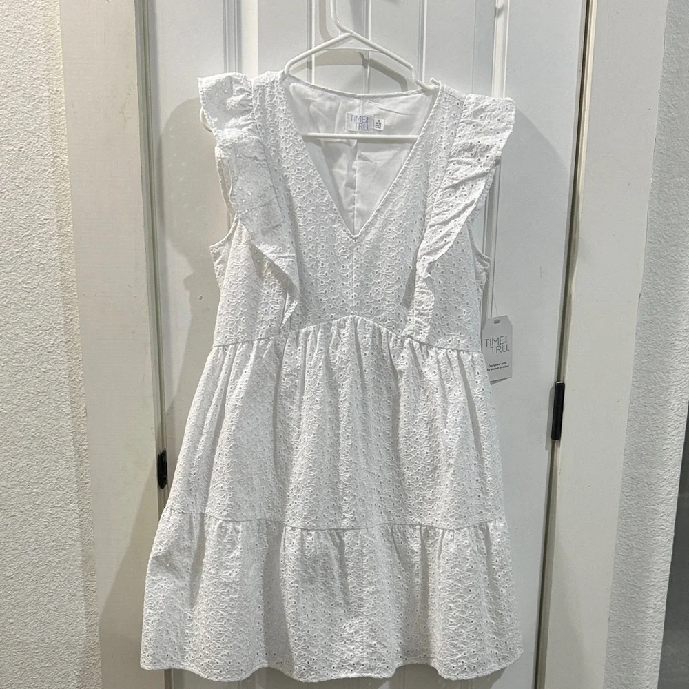 White Ruffled Dress - Picture 1 of 8